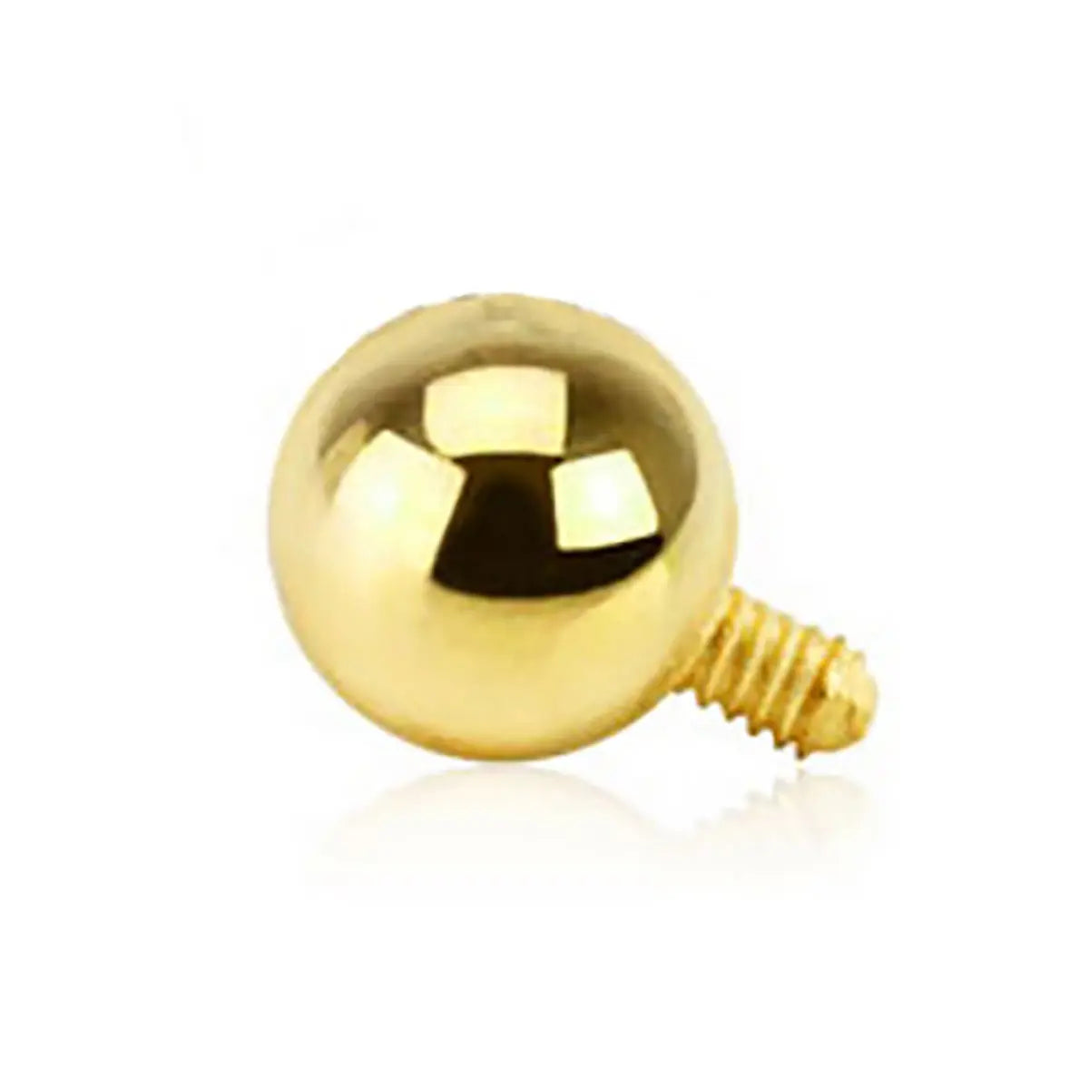 14K Solid Gold 14 Gauge Internally Threaded Dermal Top with 3mm Ball - photo 2