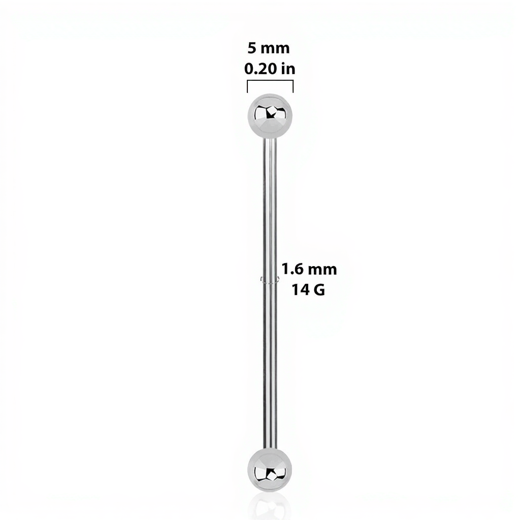 Titanium industrial barbell with ball ends