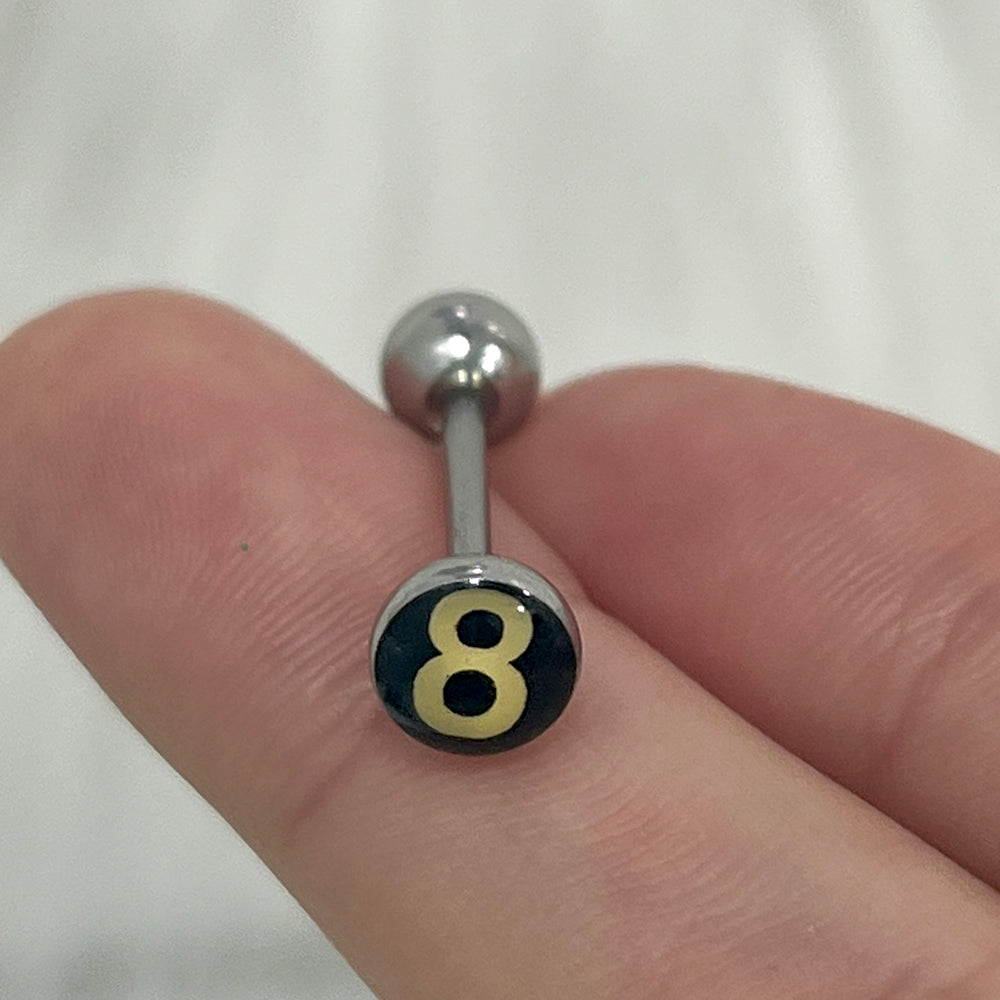 Surgical Steel 14 Gauge 5/8 Inch Tongue Barbell with 8 Logo - photo 3