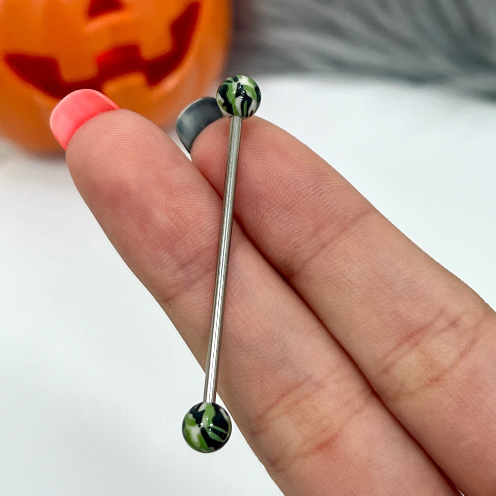 Surgical Steel 14 Gauge Industrial Barbell with Camouflage Ball - photo 2