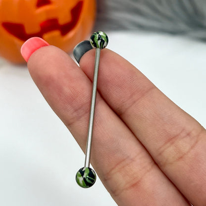 Surgical Steel 14 Gauge Industrial Barbell with Camouflage Ball - photo 2