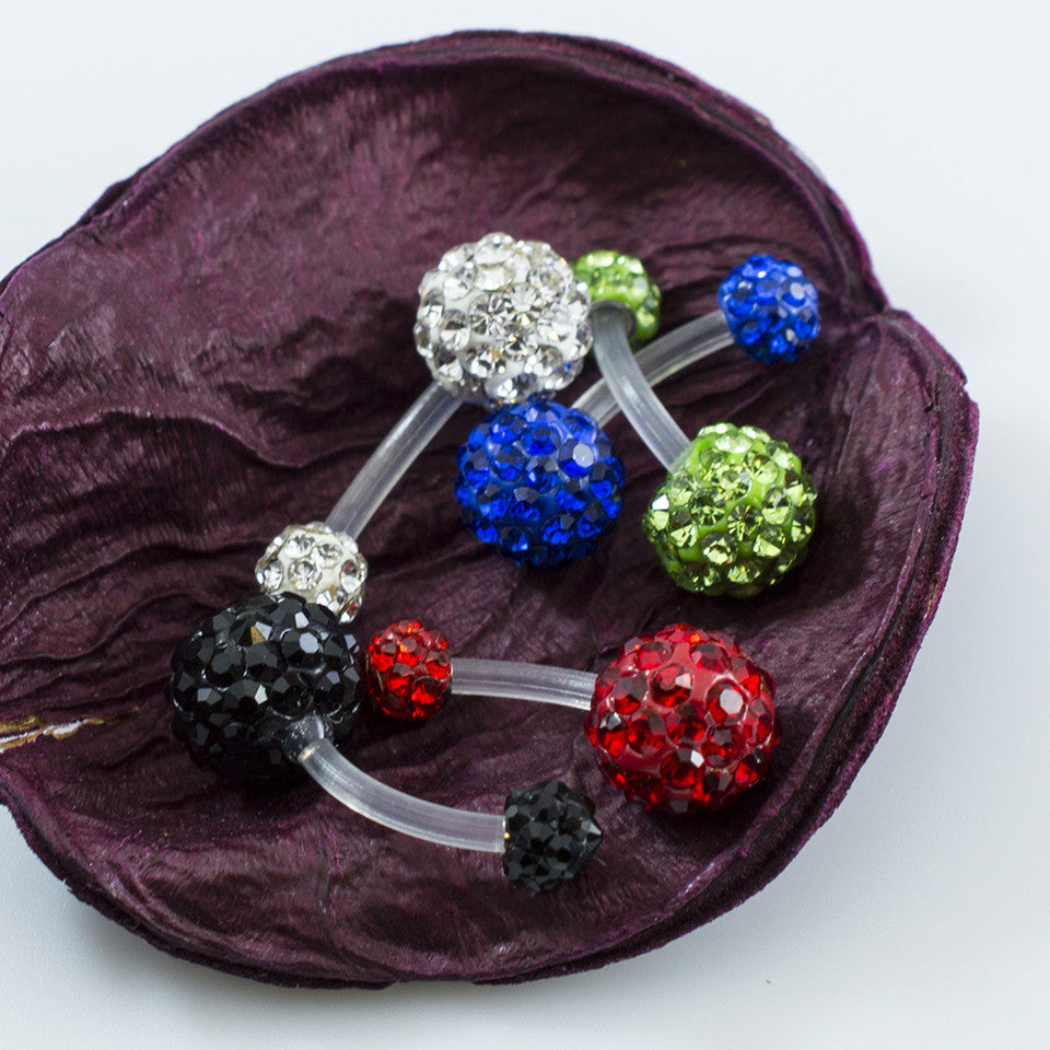 Bioflex Acrylic 14 Gauge Belly Button Ring with Ferido Ball - 5 Pack - View 2