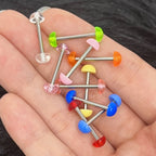Surgical Steel 14 Gauge Tongue Barbells Acrylic Half Ball - 10 Pack