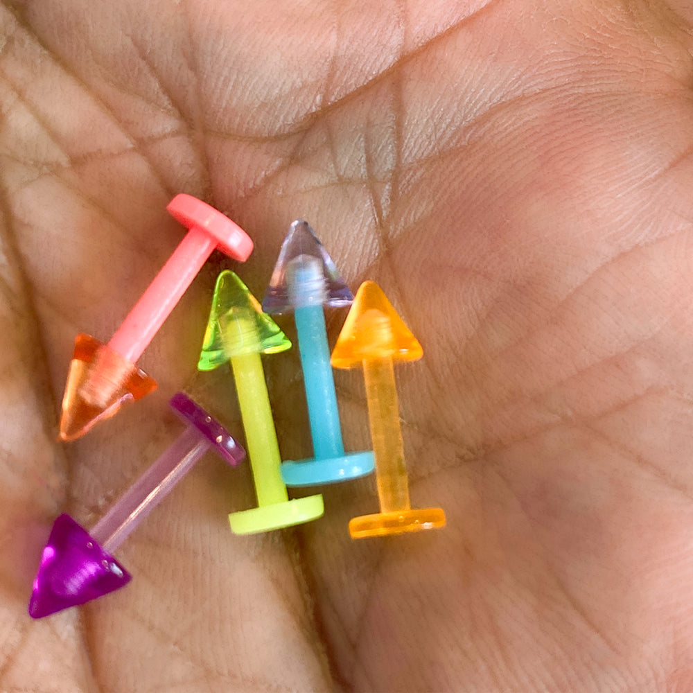 Acrylic 14 Gauge Spike Labret Studs 8mm - 5 Pack