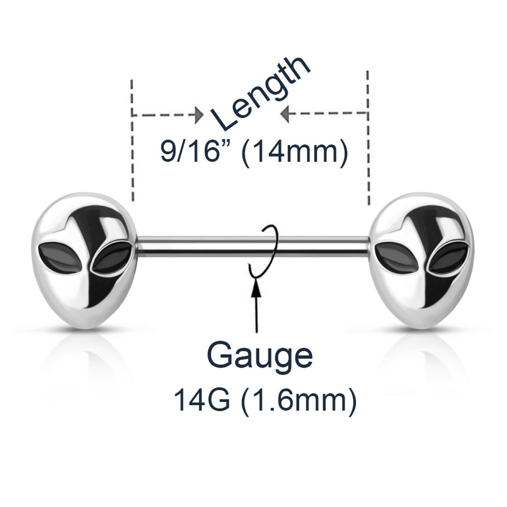 Surgical Steel 14 Gauge Alain Nipple Barbell 14mm - Pair