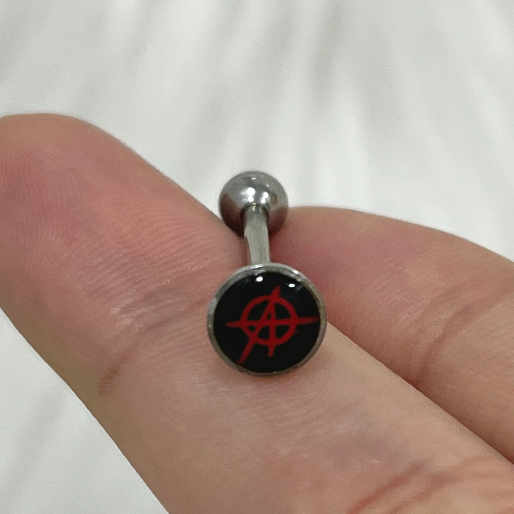 Surgical Steel 14 Gauge Tongue Barbell with ANARCH Logo - photo 4