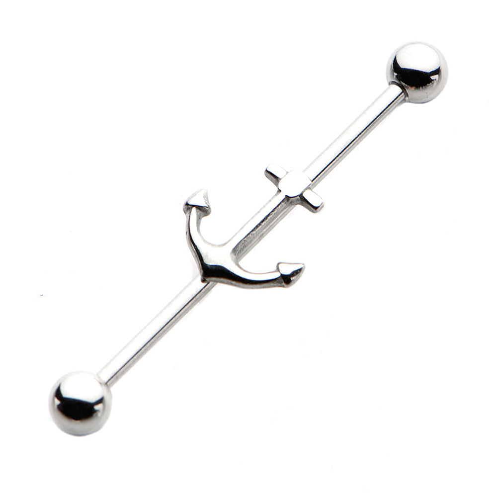 Surgical Steel 14 Gauge Industrial Barbell with Anchor