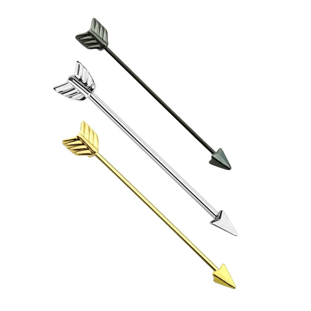 Surgical Steel 14 Gauge Industrial Barbell with Arrow