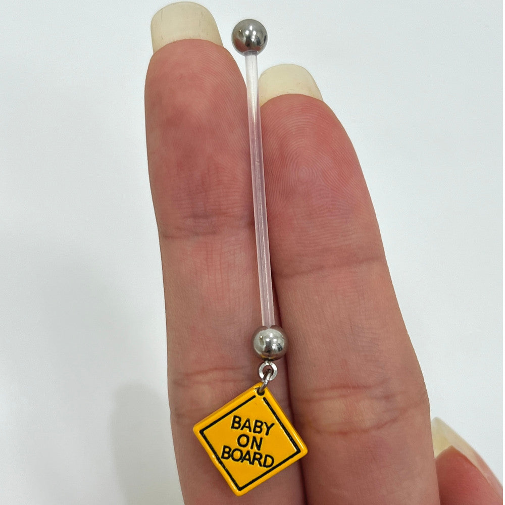 Bioflex 14 Gauge Pregnancy Belly Ring with Baby on Board Dangle - photo 2