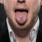 Surgical Steel Tongue Ring Straight Barbell 14 Gauge Rose Gold CZ Gem - Kruelty - Photo 2