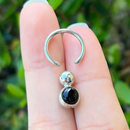 Surgical Steel & Titanium 14 Gauge Belly Ring with Semi Precious Stone - photo 2