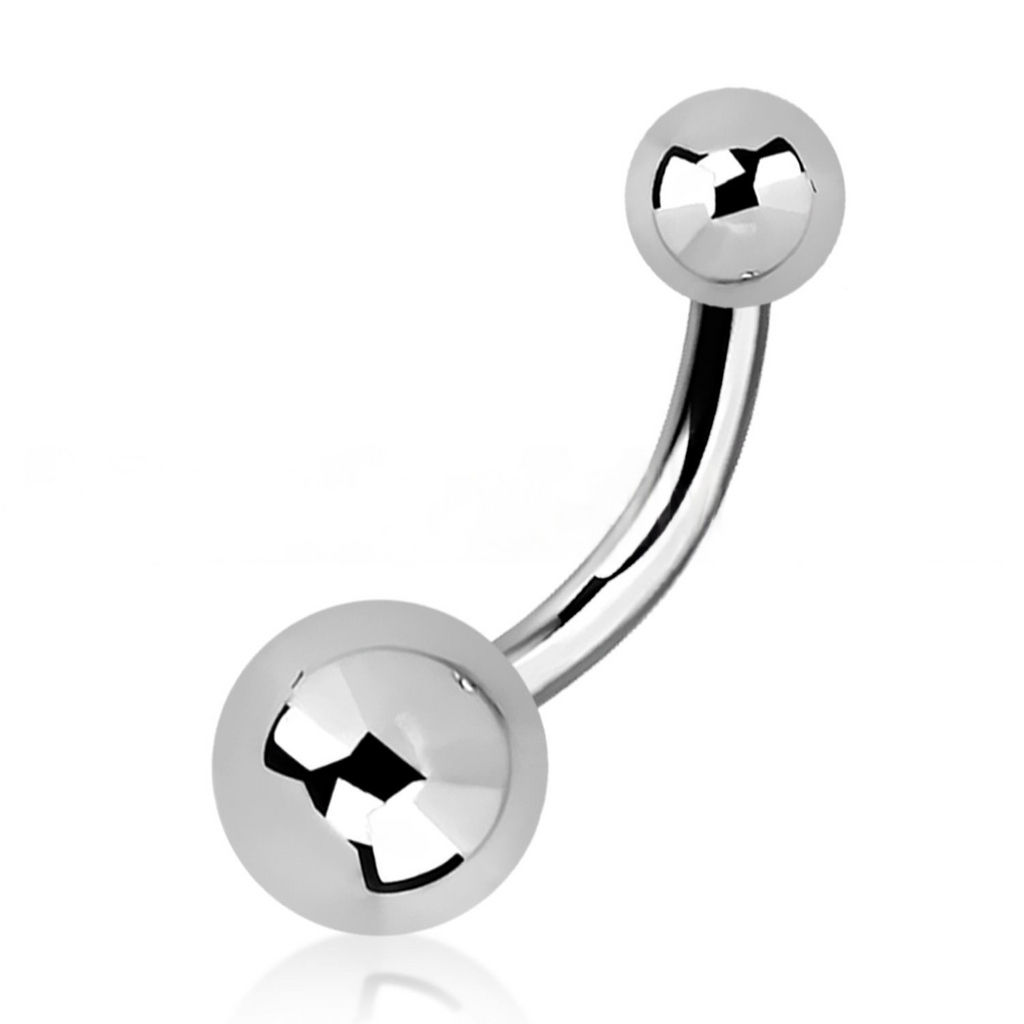 Titanium curved belly barbell with ball ends