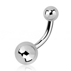 Titanium curved belly barbell with ball ends