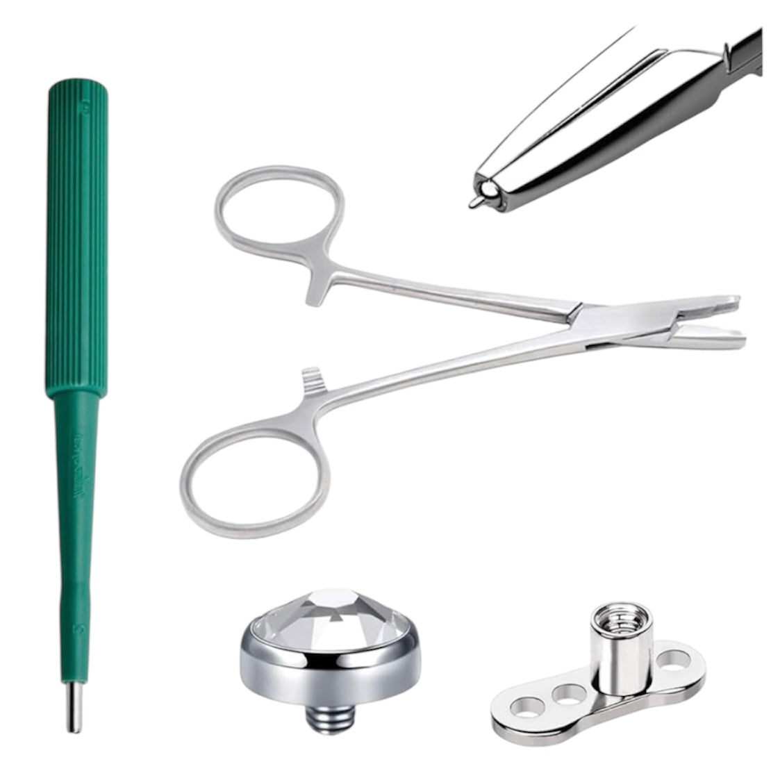 Surgical Steel 14 Gauge Dermal Anchor Kit with 4mm CZ Top