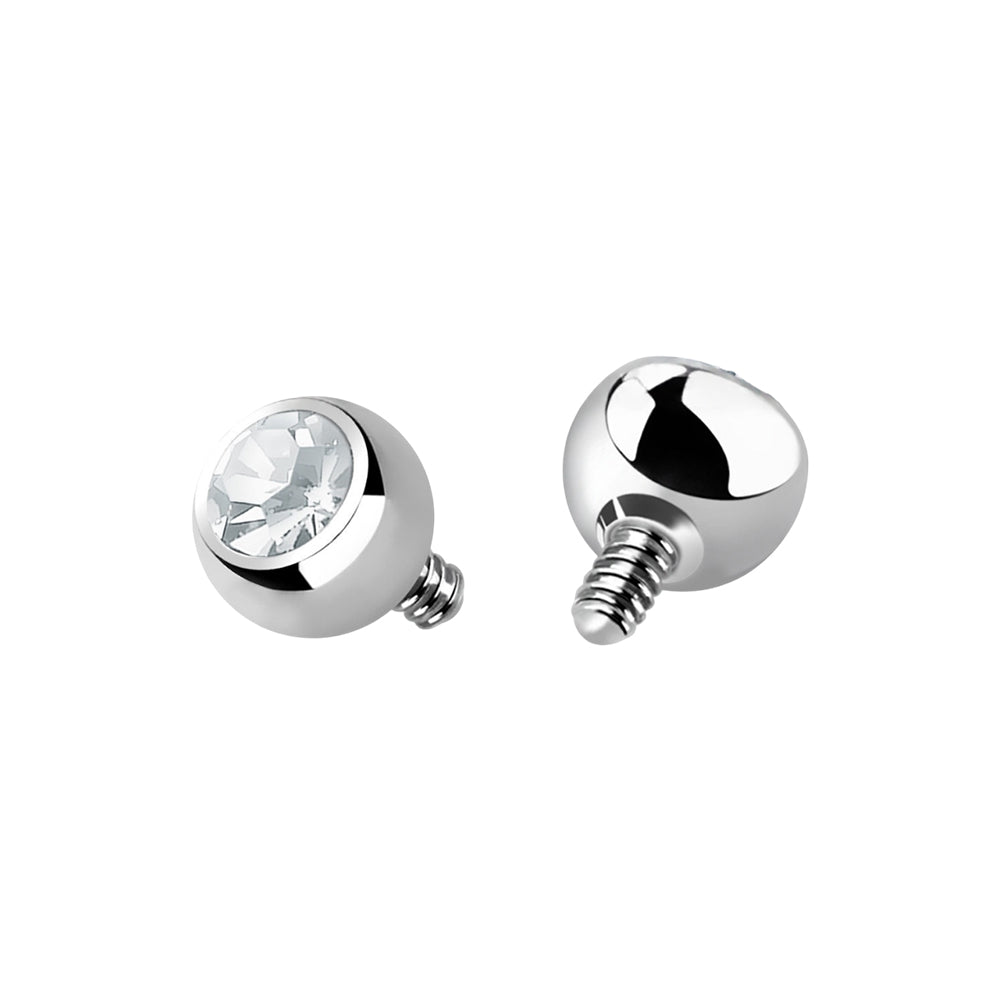 Titanium internally threaded 14 Gauge CZ ball tops