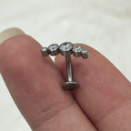 Titanium 14 Gauge Reversed CZ Floating Belly Ring Convex Base