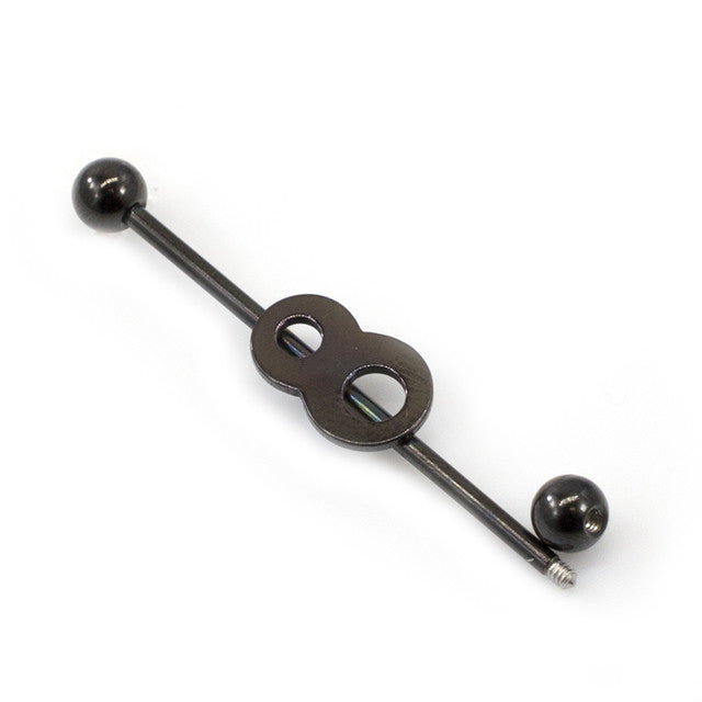 Surgical Steel PVD Black 8 Number Industrial Barbell 14G 38mm - photo 2