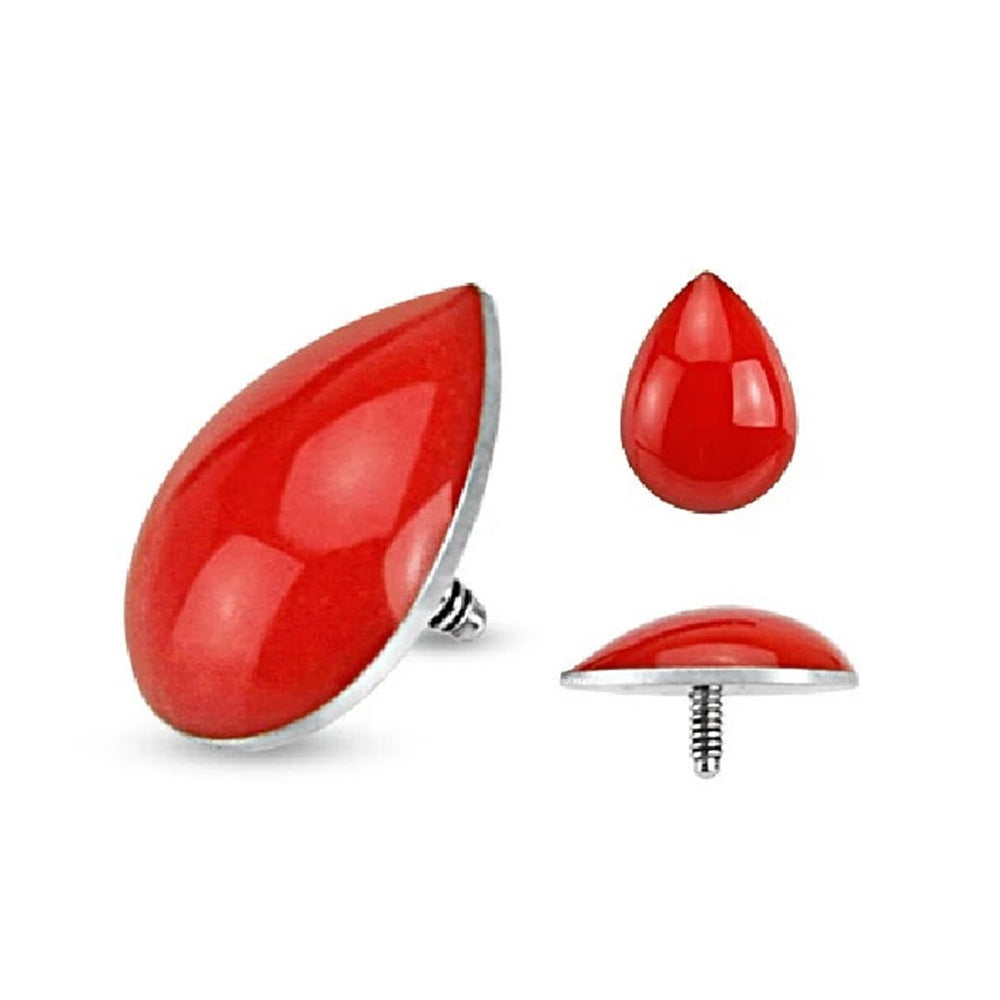Surgical Steel 14 Gauge Blood Drop Dermal Top - 6mm