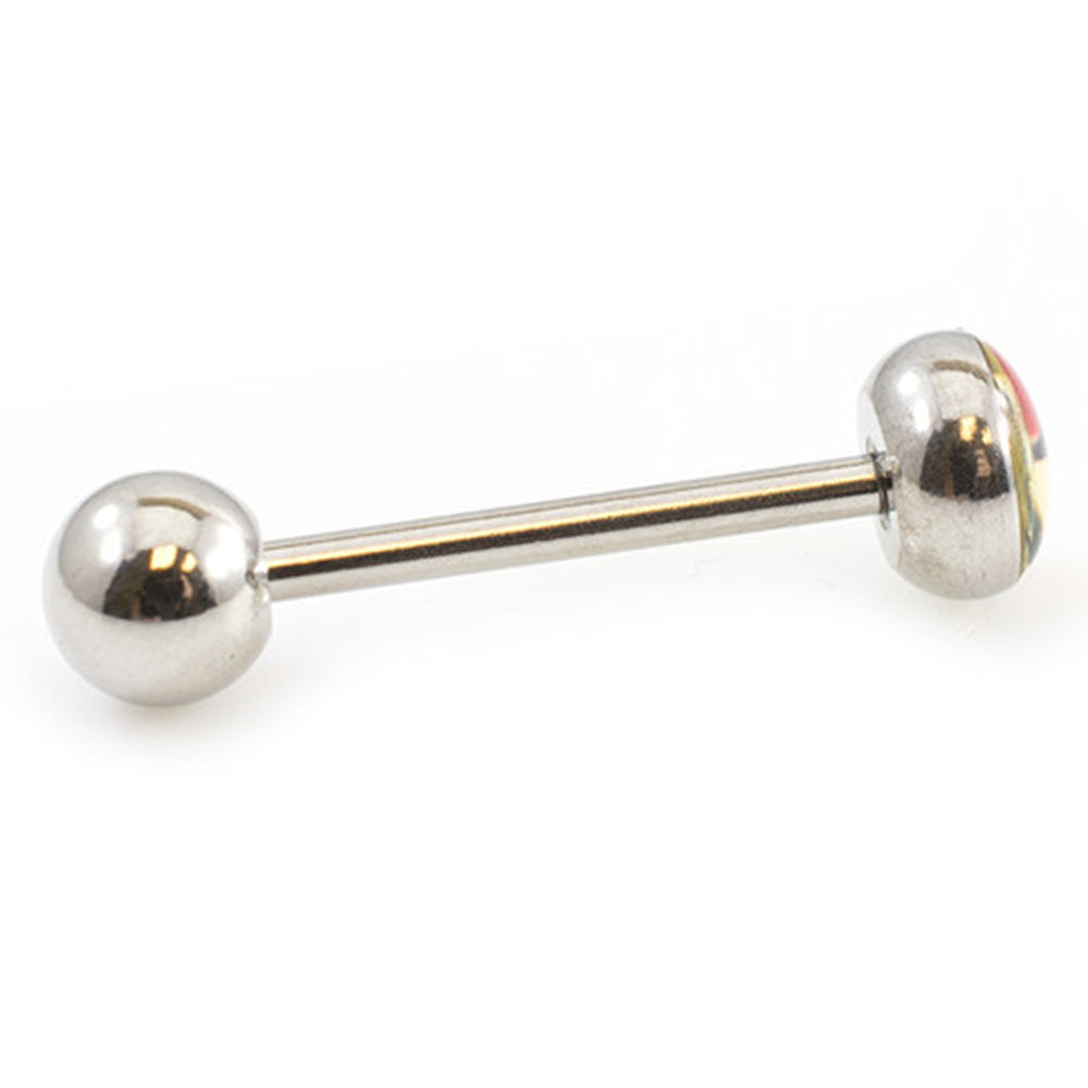 Surgical Steel 14 Gauge Tongue Barbell with British Flag Logo Bead - photo 4