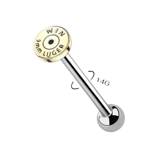 Titanium 14 Gauge Tongue Barbell Rings with Bullet End