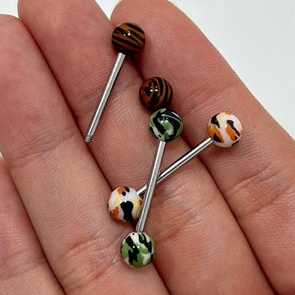 Surgical Steel Straight Barbells 14G 16mm with Camouflage - 3 Pack - photo 2