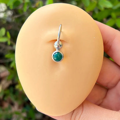 Surgical Steel & Titanium 14 Gauge Belly Ring with Semi Precious Stone - photo 8
