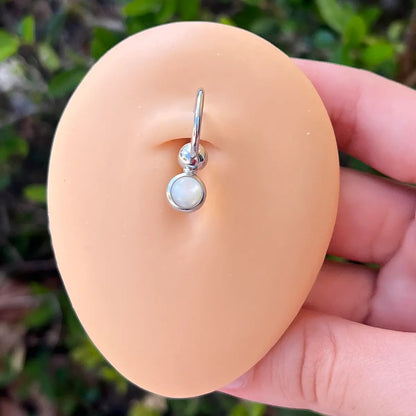 Surgical Steel & Titanium 14 Gauge Belly Ring with Semi Precious Stone - photo 9