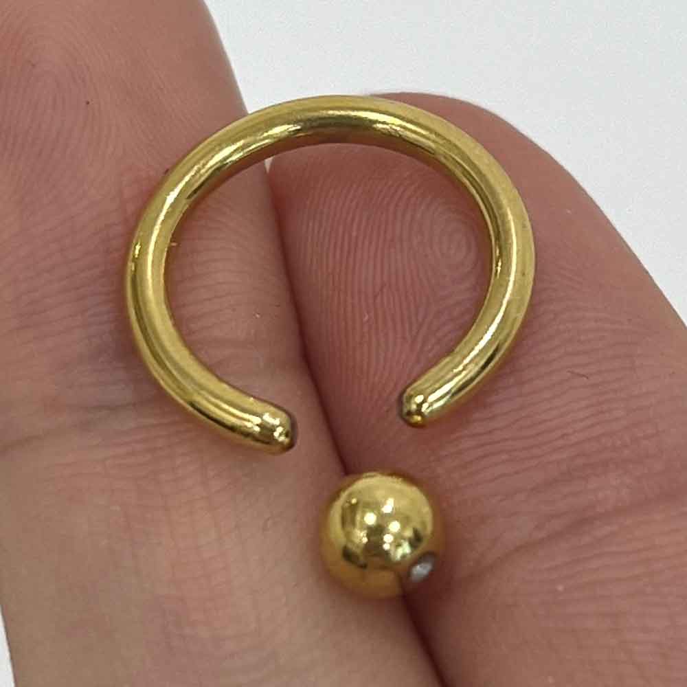 14K Solid Gold 14 Gauge Captive Bead Ring Septum Hoop 1/2 Inch - photo 2