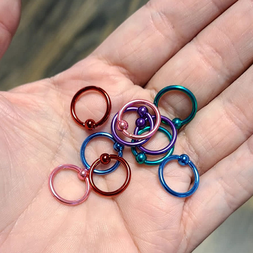 PVD Surgical Steel 14 Gauge Captive Bead Rings 12mm - 12 Pack