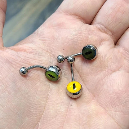 Surgical Steel 14 Gauge Belly Ring with Cat's Eye - photo 2