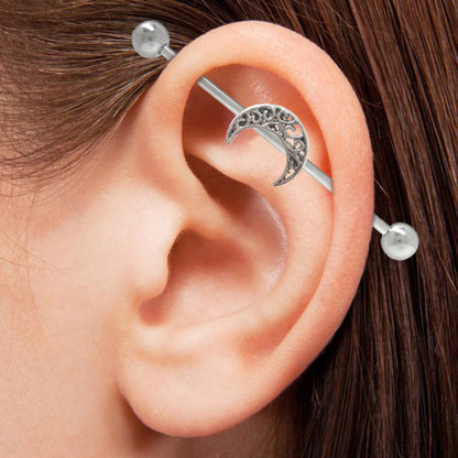 Surgical Steel 14 Gauge Industrial Barbell with Celtic Moon Center - photo 3