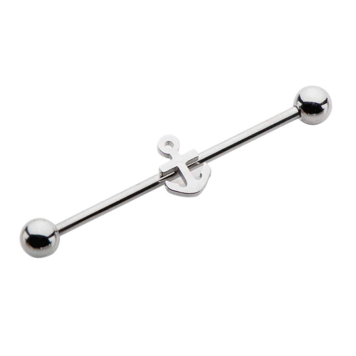 Surgical Steel Industrial Barbell 14G 38mm with Anchor Charm
