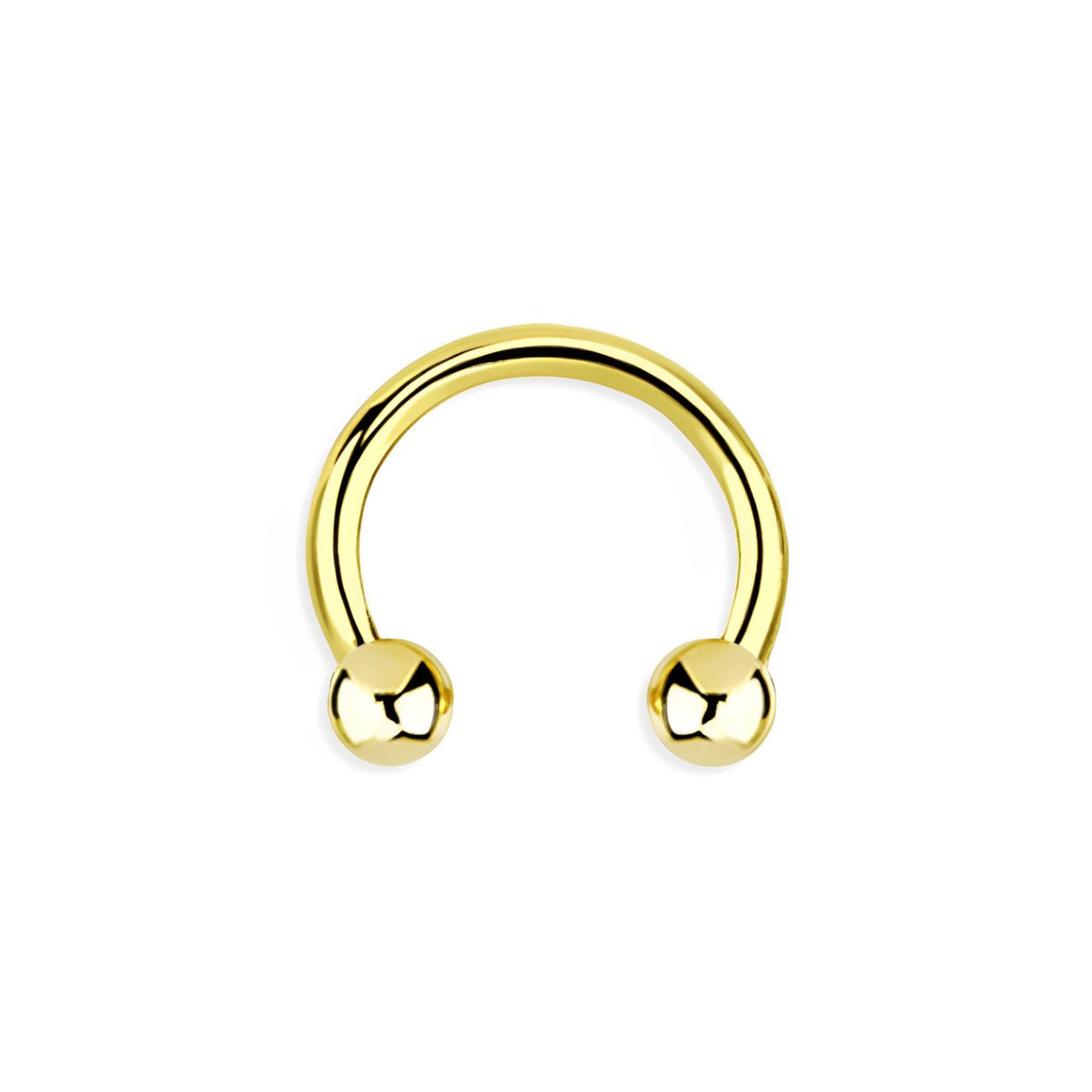 14K Solid Gold Horseshoe Circular Barbell 16G with 3mm Balls