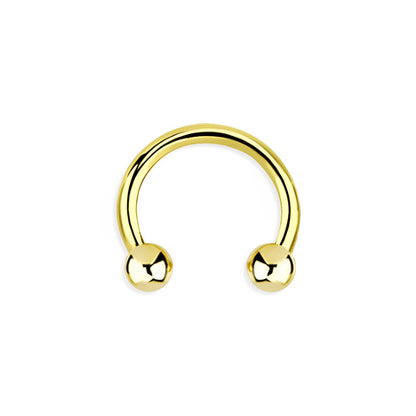 14K Solid Gold Horseshoe Circular Barbell 16G with 3mm Balls