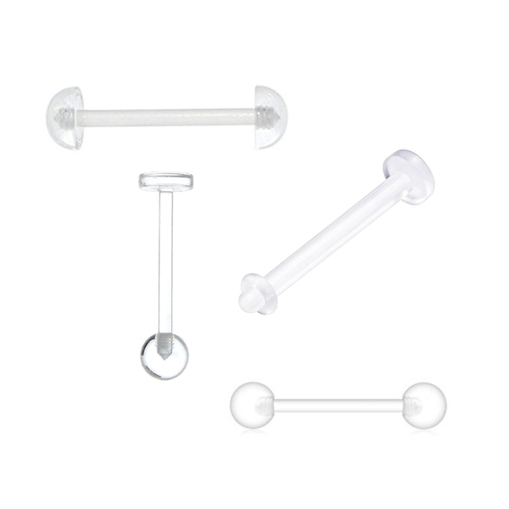 Bioflex 14 Gauge Clear Retainer Barbell 16mm - 4 Pack