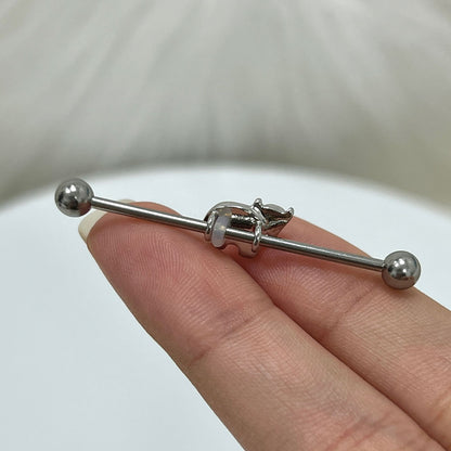 Surgical Steel 14 Gauge Industrial Barbell with Cute Cow - photo 5