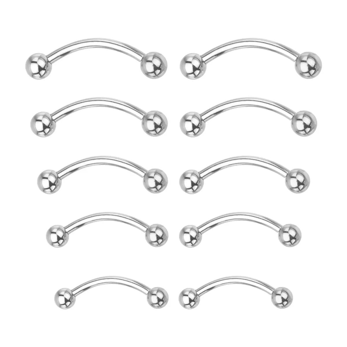 Surgical Steel Curved Barbell Ring 14 Gauge 1/4 to 1" - Kruelty
