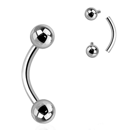 Titanium 14 Gauge Curved Barbell with 4mm or 5mm Ball - 7/16 Inch - photo 3