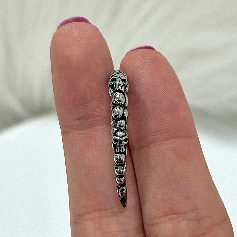 Surgical Steel Curved Labret Stud 14G 10mm with Gothic Long Claw Skull - photo 4