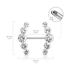 Surgical Steel 14 Gauge Five Bezel CZ Ends Nipple Barbell - Pair