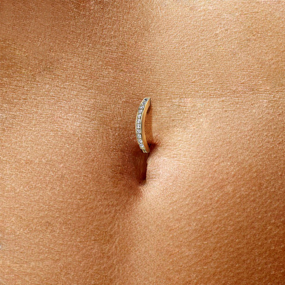 14K Solid Gold 14 Gauge CNG Set CZ Hinged Belly Button Ring