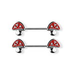 Surgical Steel 14 Gauge CZ Mushroom Nipple Barbell - Pair