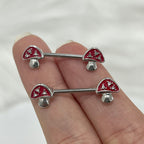 Surgical Steel 14 Gauge CZ Mushroom Nipple Barbell - Pair