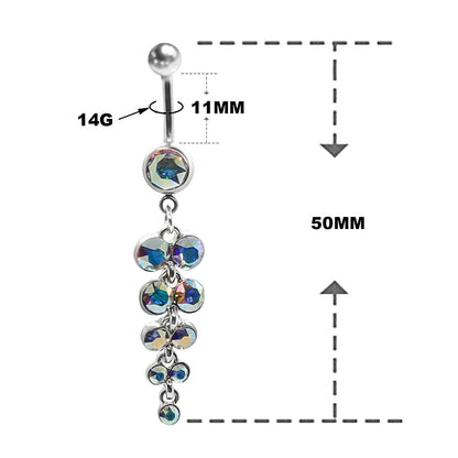Surgical Steel 14 Gauge Belly Ring with Dangling CZ - photo 2