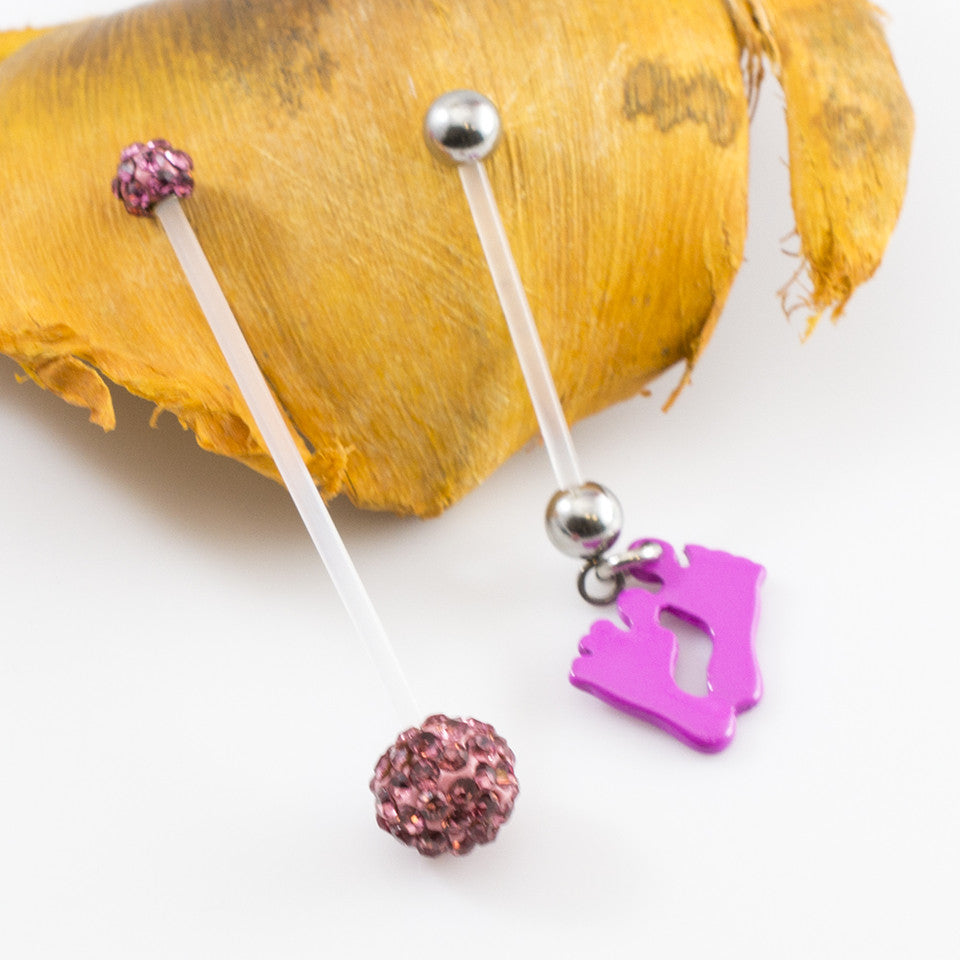 Bioflex 14 Gauge Pregnancy Belly Ring with Ferido Baby Charms - Pair - photo 2