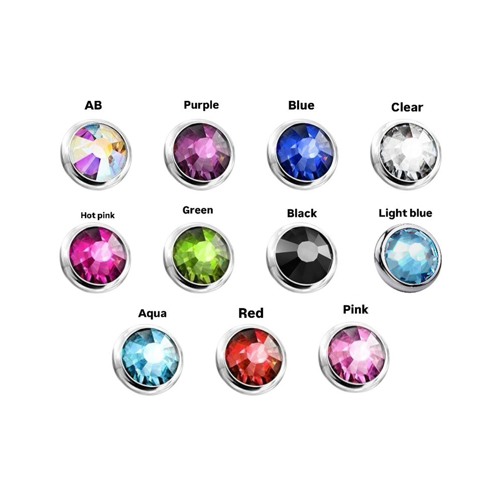 Surgical Steel 14 Gauge CZ Dermal Anchor Tops Bezel Gems - 11 Pack - photo 3