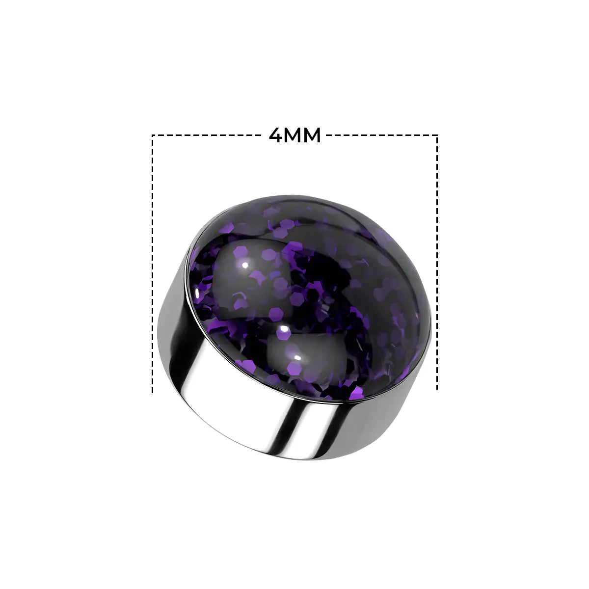 Surgical Steel Glitter Dome CZ Dermal Anchor Top 14G 4mm - 8 Colors - photo 2
