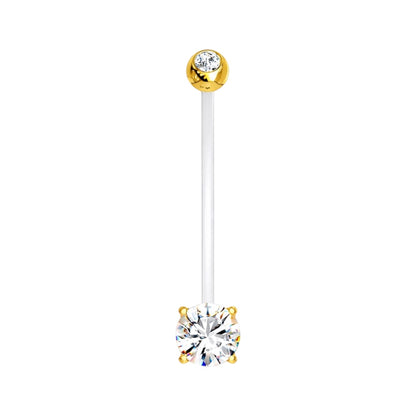 Bioflex 14 Gauge Belly Button Pregnancy Ring with Gold Double CZ
