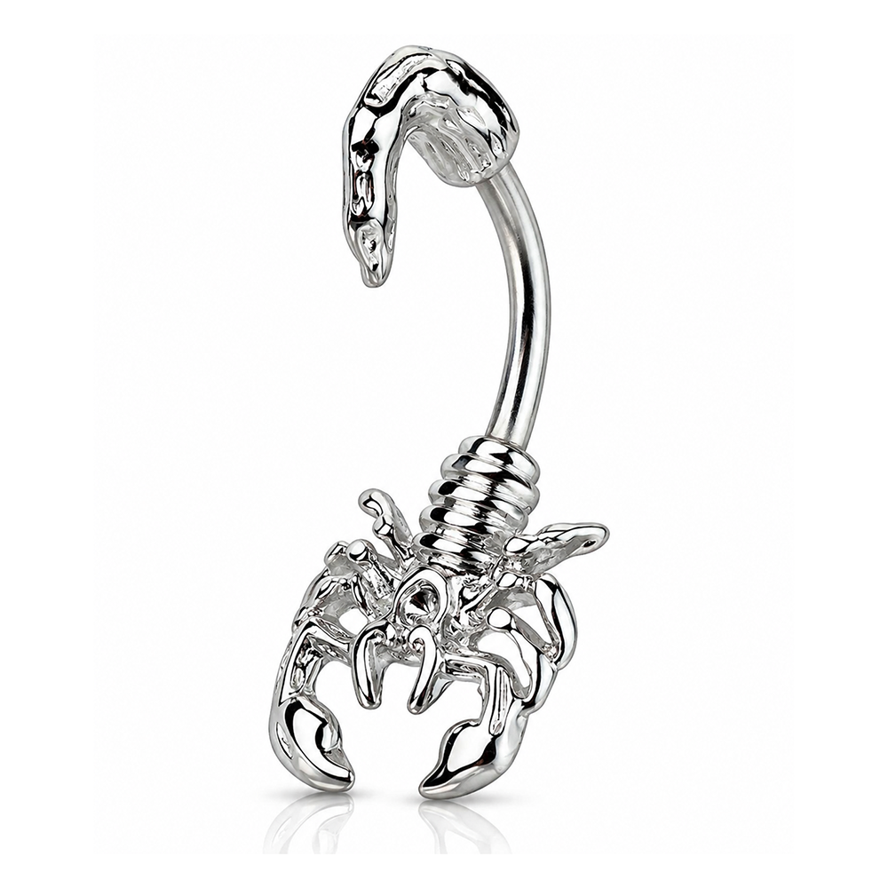 Surgical Steel 14 Gauge Paved CZ Scorpion Belly Button Ring