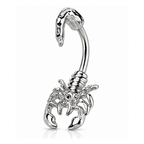Surgical Steel 14 Gauge Paved CZ Scorpion Belly Button Ring